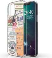 iMoshion Hoesje Geschikt voor iPhone 12 Pro / 12 Hoesje Siliconen - iMoshion Design hoesje - Meerkleurig / Post Travel