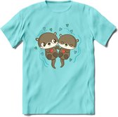 Love Otters - Valentijn T-Shirt | Grappig Valentijnsdag Cadeautje voor Hem en Haar | Dames - Heren - Unisex | Kleding Cadeau | - Licht Blauw - S