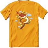 Lovebirds - Valentijn T-Shirt | Grappig Valentijnsdag Cadeautje voor Hem en Haar | Dames - Heren - Unisex | Kleding Cadeau | - Geel - L