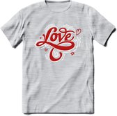 Love - Valentijn T-Shirt | Grappig Valentijnsdag Cadeautje voor Hem en Haar | Dames - Heren - Unisex | Kleding Cadeau | - Licht Grijs - Gemaleerd - XL