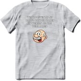 We proosten op je hoofd zonder haren T-Shirt | Grappig Abraham 50 Jaar Verjaardag Kleding Cadeau | Dames – Heren - Licht Grijs - Gemaleerd - XL