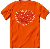 You Make My Heart Glow - Valentijn T-Shirt | Grappig Valentijnsdag Cadeautje voor Hem en Haar | Dames - Heren - Unisex | Kleding Cadeau | - Oranje - 3XL