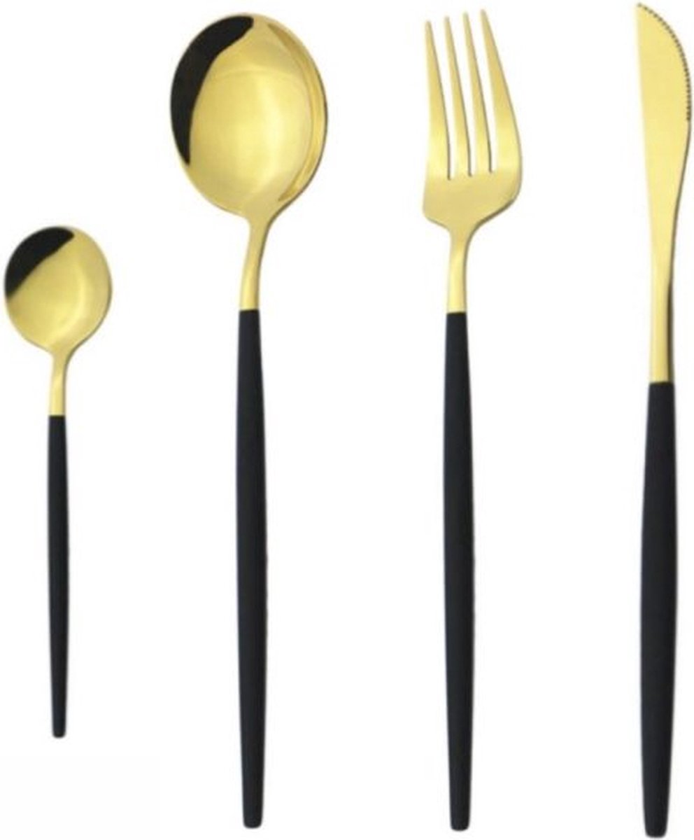 CASA DI ELTURO Bestekset Italy - 16 delig - Goud & Zwart - 4 persoons