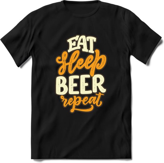 Eat Sleep Beer Repeat T-Shirt | Bier Kleding | Feest | Drank | Grappig Verjaardag Cadeau | - Zwart - L