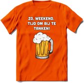 Zo Weekend, Tijd Om Bij Te Tanken T-Shirt | Bier Kleding | Feest | Drank | Grappig Verjaardag Cadeau | - Oranje - 3XL