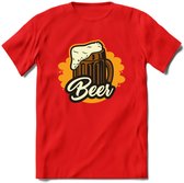 Bierpul T-Shirt | Bier Kleding | Feest | Drank | Grappig Verjaardag Cadeau | - Rood - M