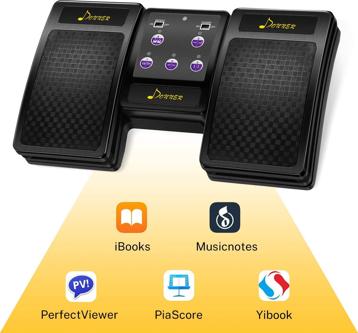 GJLRS Pédale de tourneur de Page sans Fil Intelligent, tourneur de Page de  Musique Bluetooth Portable (système Android et iOS) pour Retourner Les