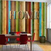 Fotobehangkoning - Behang - Vliesbehang - Fotobehang - Home decoration - Houten gekleurde planken - 200 x 154 cm