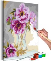 Doe-het-zelf op canvas schilderen - Flowers In A Vase.