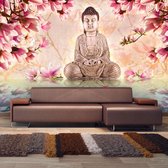 Fotobehang - Boeddha en magnolia.