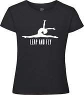 Sparkle&Dream - T-Shirt \'Leap and Fly\' Zwart - L -  voor turnen en gymnastiek