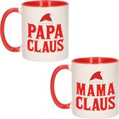 Papa en Mama Claus koffiemokken / thee bekers kerstcadeau voor vader/moeder 300 ml - Kerstmokken