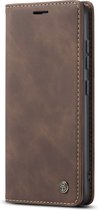CaseMe - Hoesje geschikt voor Samsung Galaxy S22 Plus 5G - Retro Wallet Book Case - Magneetsluiting - Donker Bruin