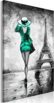 Schilderij - Parisian Woman (1 Part) Vertical Green.