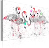 Schilderij - Flamingoes Dance.