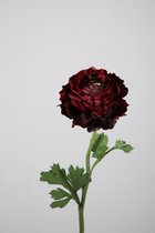 Kunstbloem - Boterbloem - Ranunculus - topkwaliteit decoratie - 2 stuks - zijden bloem - Donkerrood - 49 cm hoog