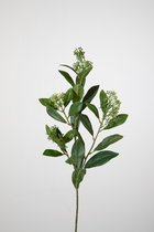 Kunsttak - Skimmia - topkwaliteit decoratie - 2 stuks - zijden tak - Groen - 72 cm hoog