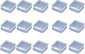 Plastic doosje met deksel klein doorzichtig 15-delige kunststof opbergdozen containers voor onderdelen, kralen en andere knutselbenodigdheden (4,3 x 4,3 cm)