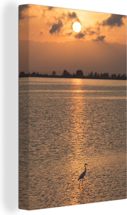 Tableau sur toile Vue d'un héron dans l'eau - 80x120 cm - Décoration murale