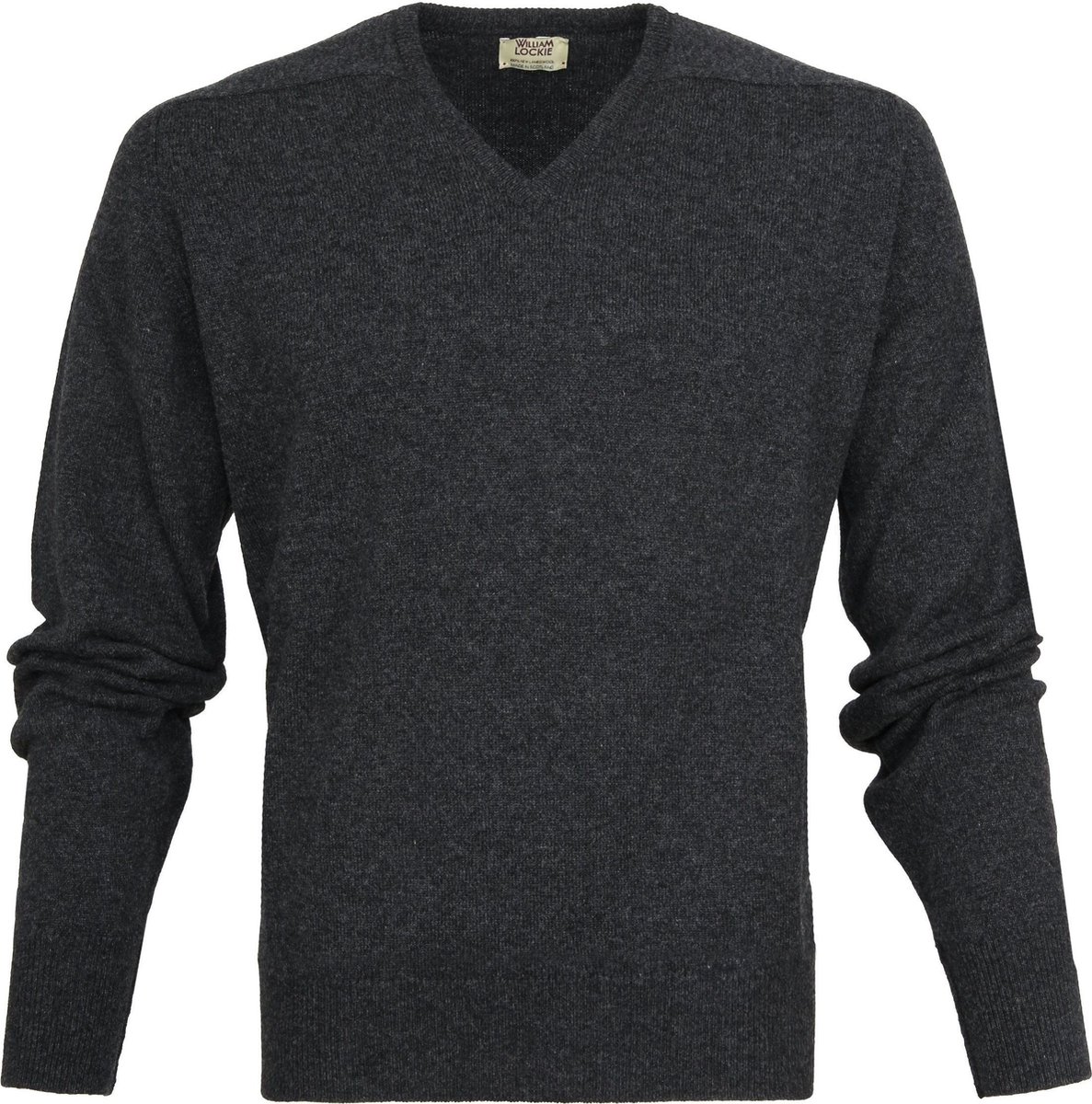 William Lockie Pullover Lamswol Antraciet V - Maat XL - Heren - Pullovers