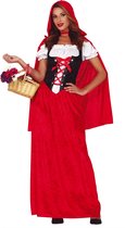 Guirca - Roodkapje Kostuum - Roodkapje Van Het Stille Woud - Vrouw - rood - Maat 38-40 - Carnavalskleding - Verkleedkleding
