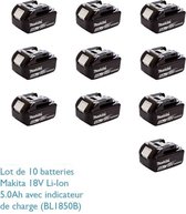 MAKITA Pakket met 10 BL1850B-batterijen met laadindicator - 18 V 5 Ah Li-ion