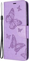 Mobigear Telefoonhoesje geschikt voor Nokia G10 Hoesje | Mobigear Butterfly Bookcase Portemonnee | Pasjeshouder voor 2 Pasjes | Telefoonhoesje voor Pinpas / OV Kaart / Rijbewijs - Paars