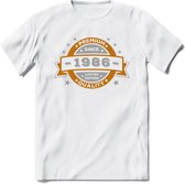 Premium Since 1986 T-Shirt | Goud - Zilver | Grappig Verjaardag Kleding Cadeau Shirt | Dames - Heren - Unisex Tshirt | - Wit - XL