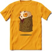 Zwevend skelet T-Shirt Grappig | Dieren halloween Kleding Kado Heren / Dames | Animal Skateboard Cadeau shirt - Geel - S