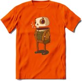 Casual skelet T-Shirt Grappig | Dieren halloween Kleding Kado Heren / Dames | Animal Skateboard Cadeau shirt - Oranje - L