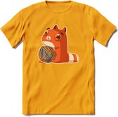 Kat en draad T-Shirt Grappig | Dieren katten Kleding Kado Heren / Dames | Animal Skateboard Cadeau shirt - Geel - XXL
