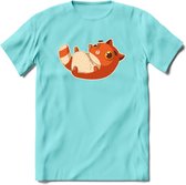 Schattige kat T-Shirt Grappig | Dieren katten Kleding Kado Heren / Dames | Animal Skateboard Cadeau shirt - Licht Blauw - M