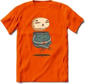 Casual skelet T-Shirt Grappig | Dieren halloween Kleding Kado Heren / Dames | Animal Skateboard Cadeau shirt - Oranje - L