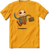 Casual skelet T-Shirt Grappig | Dieren halloween Kleding Kado Heren / Dames | Animal Skateboard Cadeau shirt - Geel - L