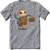 Casual skelet T-Shirt Grappig | Dieren halloween Kleding Kado Heren / Dames | Animal Skateboard Cadeau shirt - Donker Grijs - Gemaleerd - 3XL