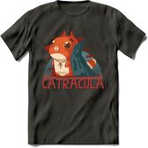 Graaf catracula T-Shirt Grappig | Dieren katten halloween Kleding Kado Heren / Dames | Animal Skateboard Cadeau shirt - Donker Grijs - XL