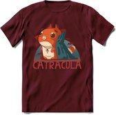 Graaf catracula T-Shirt Grappig | Dieren katten halloween Kleding Kado Heren / Dames | Animal Skateboard Cadeau shirt - Burgundy - XL