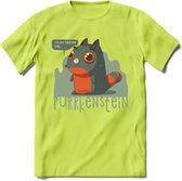 Monster van Purrkenstein T-Shirt Grappig | Dieren katten halloween Kleding Kado Heren / Dames | Animal Skateboard Cadeau shirt - Groen - XXL