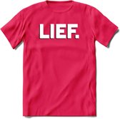 Lief - Valentijn T-Shirt | Grappig Valentijnsdag Cadeautje voor Hem en Haar | Dames - Heren - Unisex | Kleding Cadeau | - Roze - M