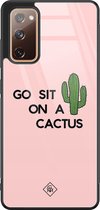 Casimoda® hoesje - Geschikt voor Samsung Galaxy S20 FE - Go Sit On A Cactus - Luxe Hard Case Zwart - Backcover telefoonhoesje - Roze