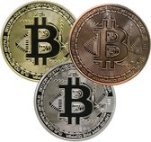 3 stuks Bitcoin 25K Digital BTC BITCOIN munten cryptocurrency verzamelmunt 40x2.5mm - Goudkleurig, Zilverkleurig en Koper kleur