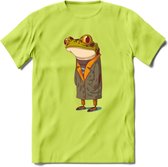 Casual kikker T-Shirt Grappig | Dieren reptiel Kleding Kado Heren / Dames | Animal Skateboard Cadeau shirt - Groen - M