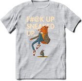 Casual vos quote T-Shirt Grappig | Dieren honden Kleding Kado Heren / Dames | Animal Skateboard Cadeau shirt - Licht Grijs - Gemaleerd - XL