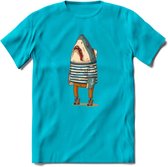 Casual haai matroos T-Shirt Grappig | Dieren vissen Kleding Kado Heren / Dames | Animal Skateboard Cadeau shirt - Blauw - XXL