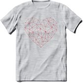 Hart - Valentijn T-Shirt | Grappig Valentijnsdag Cadeautje voor Hem en Haar | Dames - Heren - Unisex | Kleding Cadeau | - Licht Grijs - Gemaleerd - M