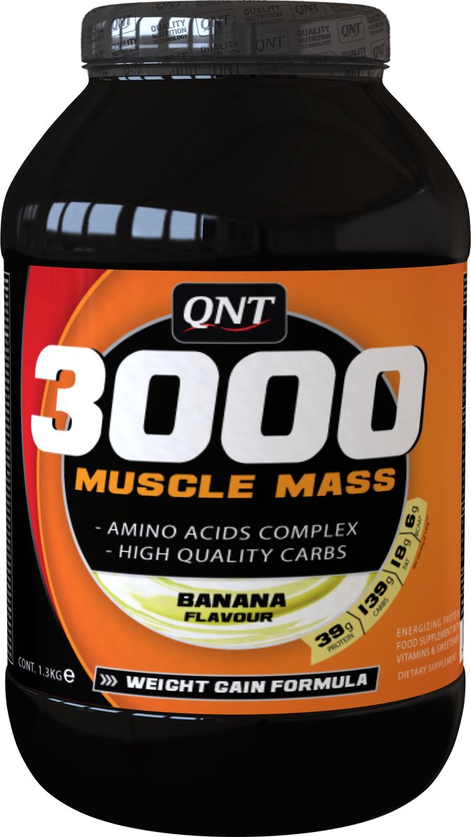 Goedkoopste QNT - Weight gainer Muscle Mass 3000 Banaan (1,3kg