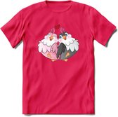 Tortelduifjes - Valentijn T-Shirt | Grappig Valentijnsdag Cadeautje voor Hem en Haar | Dames - Heren - Unisex | Kleding Cadeau | - Roze - S