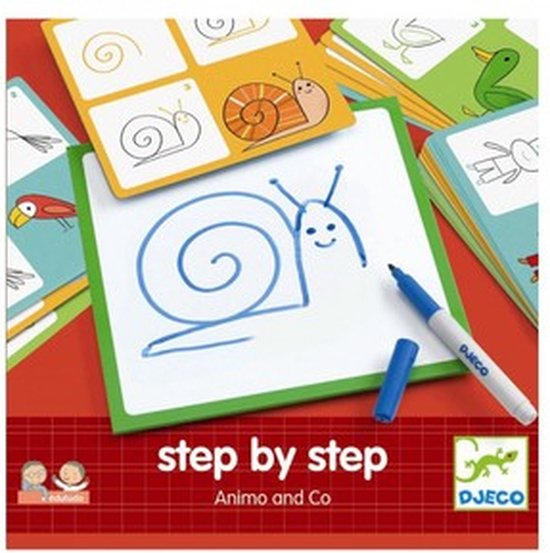 Thumbnail van een extra afbeelding van het spel Djeco - Tekenset - Step by Step Animal&co