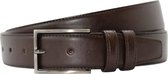 Nette Leren Riem Donkerbruin - 3 cm breed - Pantalon Riem - Rundleer - maat: 100 - Broekriem - Heren Riem Leer - Donker Zilveren Gesp