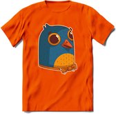 Strik duif T-Shirt Grappig | Dieren vogel Kleding Kado Heren / Dames | Animal Skateboard Cadeau shirt - Oranje - M